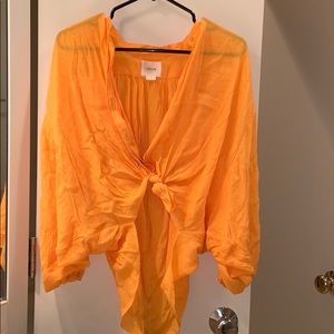 Anthropology Maeve Yellow Golden rod button up XS